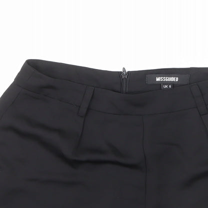 Missguided Womens Black Polyacrylate Fibre Sailor Shorts Size 6 Regular Zip - 2 Inch Inside Leg