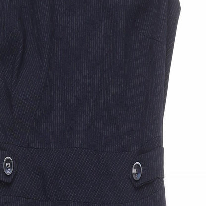 NEXT Womens Blue Striped Polyester Pencil Dress Size 6 Round Neck Zip - Slit