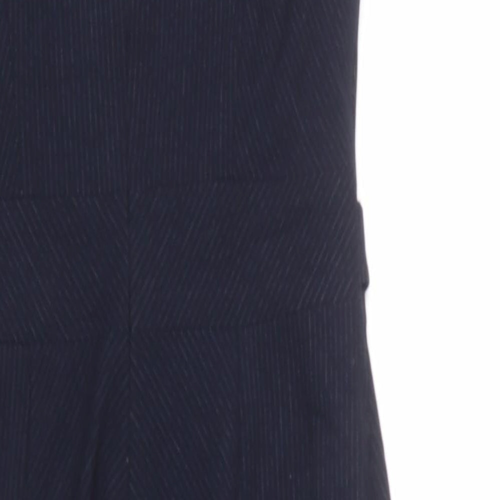 NEXT Womens Blue Striped Polyester Pencil Dress Size 6 Round Neck Zip - Slit