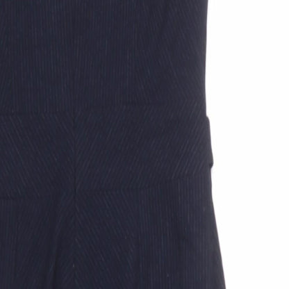 NEXT Womens Blue Striped Polyester Pencil Dress Size 6 Round Neck Zip - Slit