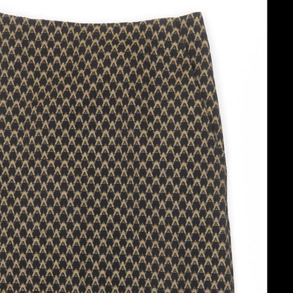 Marks and Spencer Womens Black Geometric Polyester A-Line Skirt Size 12 Zip