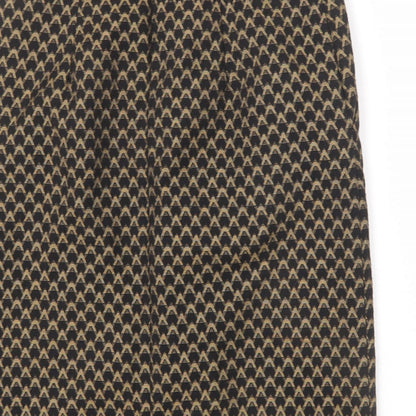 Marks and Spencer Womens Black Geometric Polyester A-Line Skirt Size 12 Zip