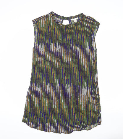 H&M Womens Multicoloured Geometric Viscose Sheath Size 12 Round Neck Pullover - Keyhole Cut Out