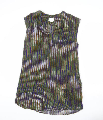 H&M Womens Multicoloured Geometric Viscose Sheath Size 12 Round Neck Pullover - Keyhole Cut Out