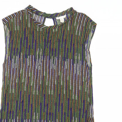 H&M Womens Multicoloured Geometric Viscose Sheath Size 12 Round Neck Pullover - Keyhole Cut Out