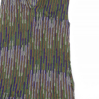 H&M Womens Multicoloured Geometric Viscose Sheath Size 12 Round Neck Pullover - Keyhole Cut Out