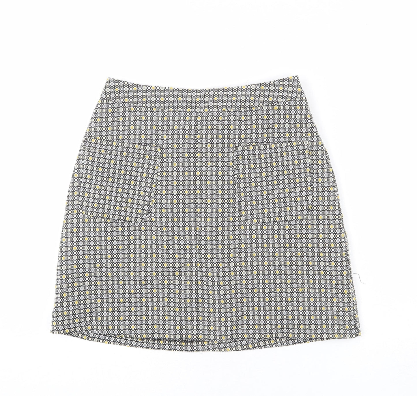 New Look Womens Multicoloured Geometric Polyester A-Line Skirt Size 8 Zip