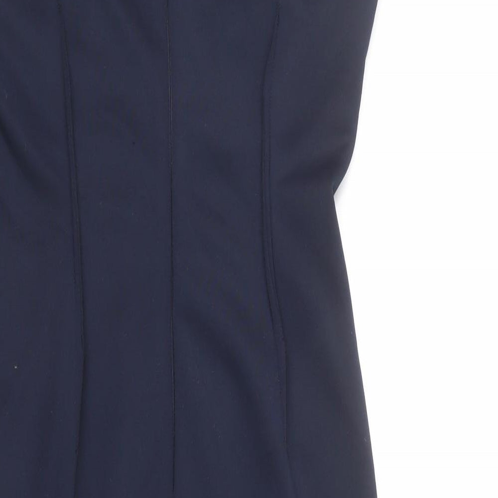 AX Paris Womens Blue Polyester Pencil Dress Size 12 Round Neck Zip - Pleats