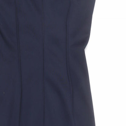 AX Paris Womens Blue Polyester Pencil Dress Size 12 Round Neck Zip - Pleats