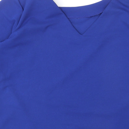 Girls On Film Womens Blue Polyester Basic Blouse Size 14 Round Neck - Asymmetric Hem