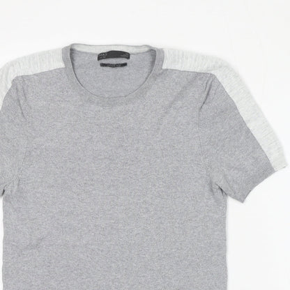Marks and Spencer Mens Grey Cotton T-Shirt Size XS Crew Neck