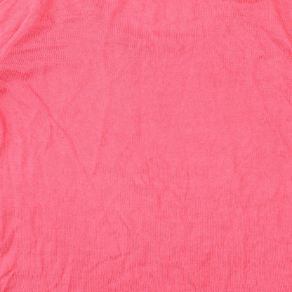 four [ti] four Womens Pink Acrylic Jersey T-Shirt Size S Round Neck - Heart