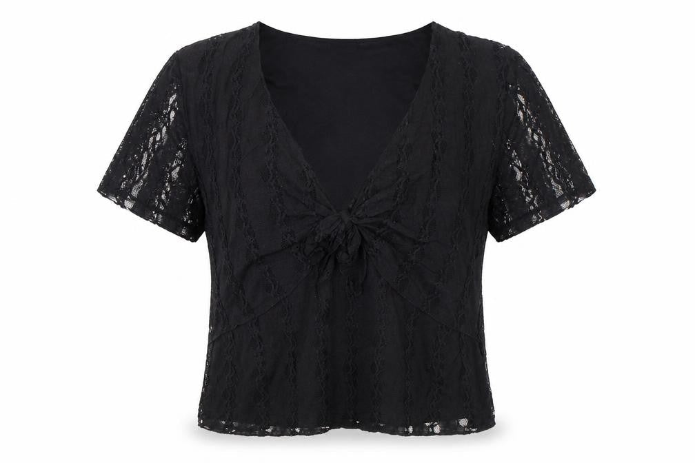 Womens UK Size M Bonmarché Black Wrap T-Shirt