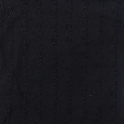 Bonmarché Womens Black Nylon Wrap T-Shirt Size M V-Neck - Lace