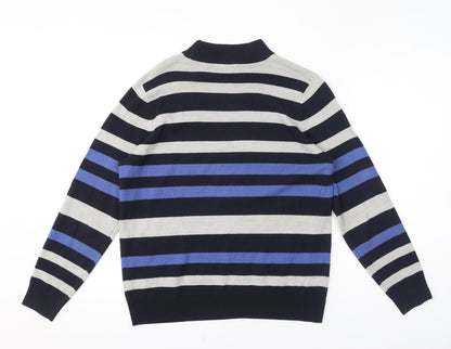 Classics Womens Blue Striped Acrylic Pullover Sweatshirt Size 12 Pullover