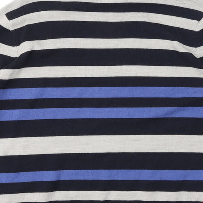 Classics Womens Blue Striped Acrylic Pullover Sweatshirt Size 12 Pullover