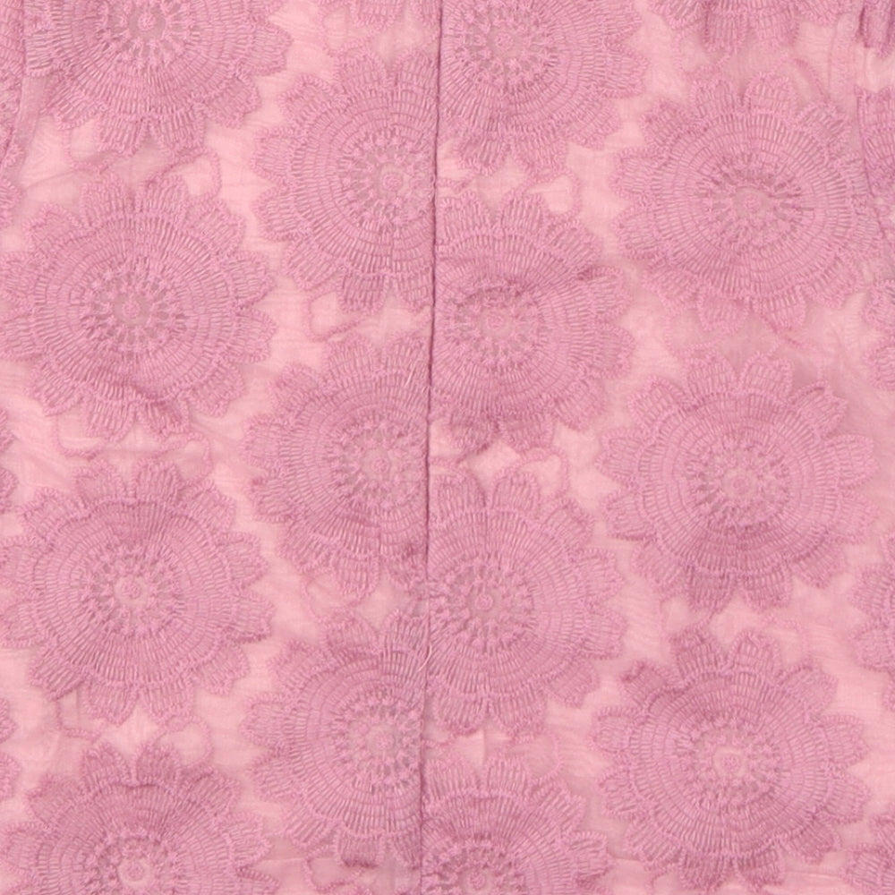 Autograph Girls Pink Floral Polyester Basic T-Shirt Size 6-7 Years Round Neck Zip