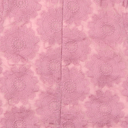 Autograph Girls Pink Floral Polyester Basic T-Shirt Size 6-7 Years Round Neck Zip