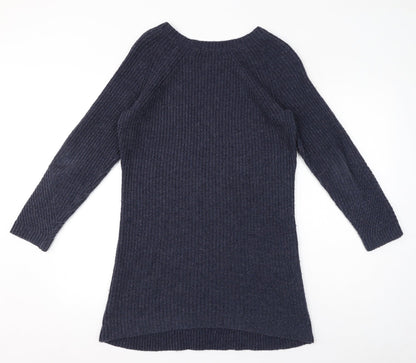 Marks and Spencer Womens Blue Acrylic Jumper Dress Size 14 Round Neck Pullover