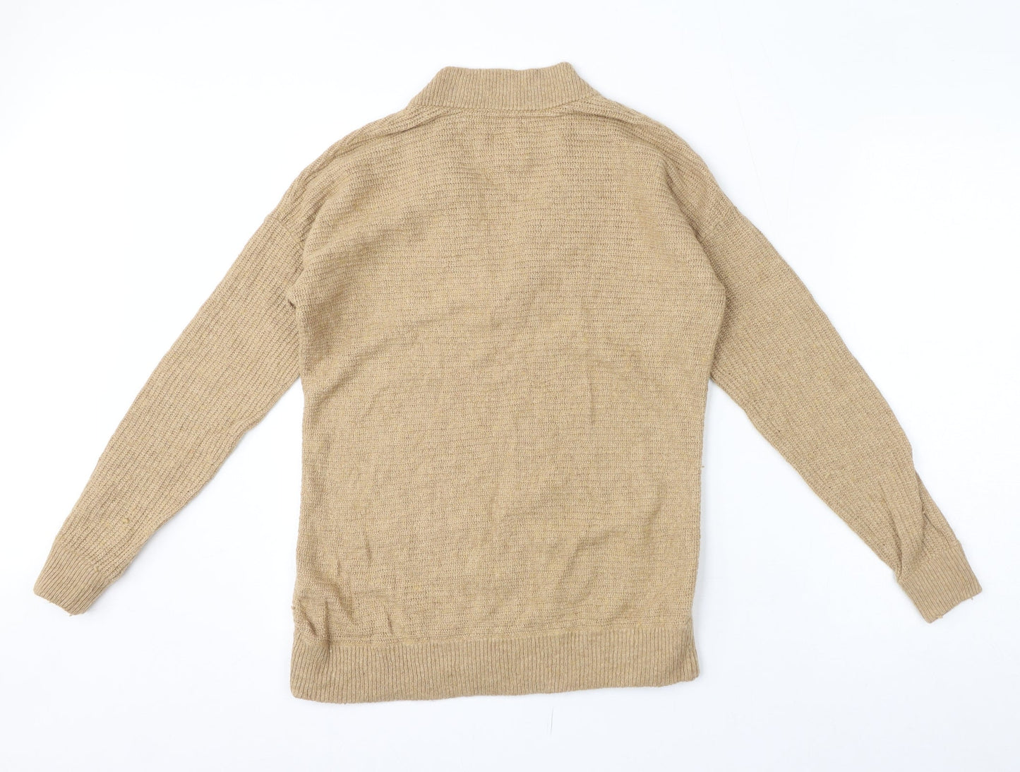 John Lewis Womens Brown V-Neck Nylon Pullover Jumper Size 10