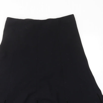 Marks and Spencer Womens Black Polyester A-Line Skirt Size 8 Zip - Layered, Embroided