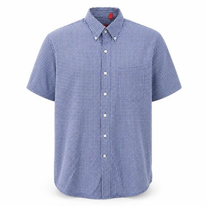 IZOD Mens Blue Plaid Cotton Button-Up Size L Collared Button - Pocket