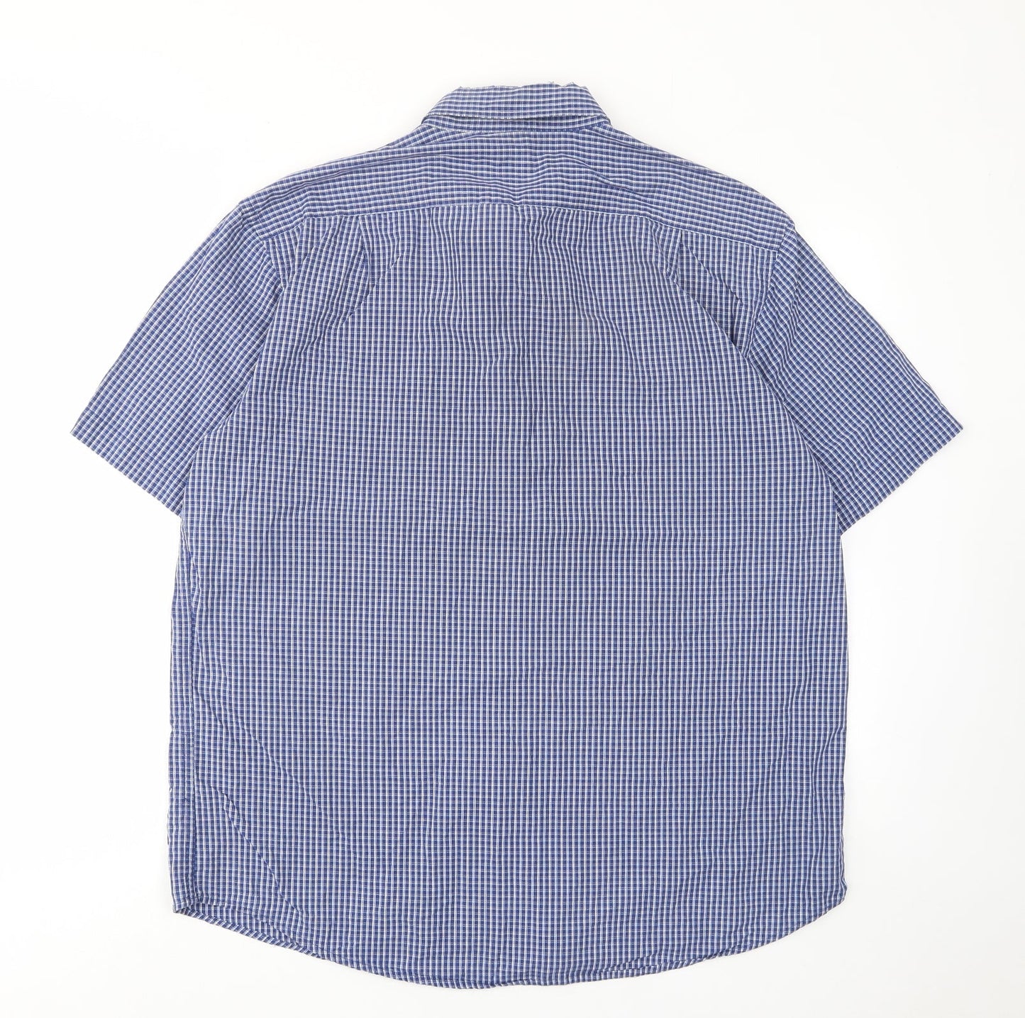 IZOD Mens Blue Plaid Cotton Button-Up Size L Collared Button - Pocket
