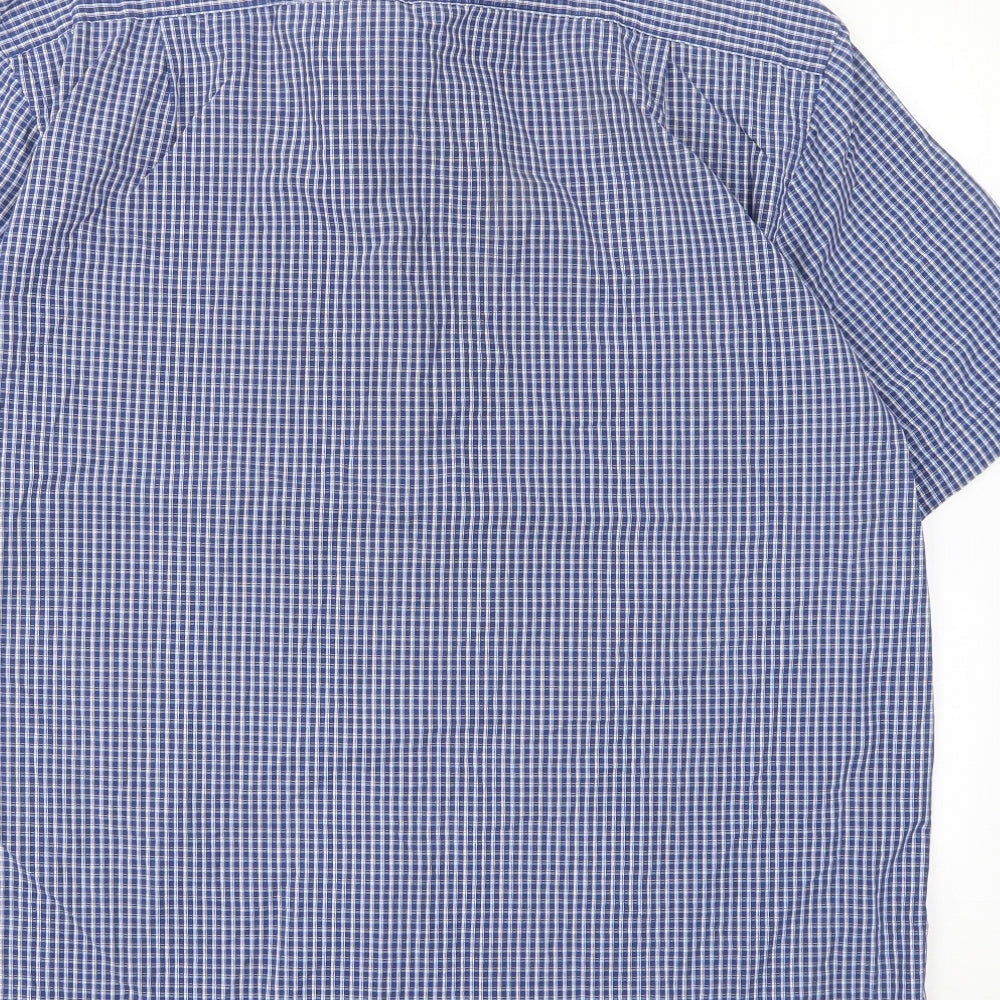 IZOD Mens Blue Plaid Cotton Button-Up Size L Collared Button - Pocket