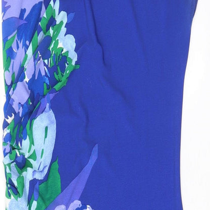 M&Co Womens Blue Floral Polyester Bodycon Size 8 Boat Neck Pullover