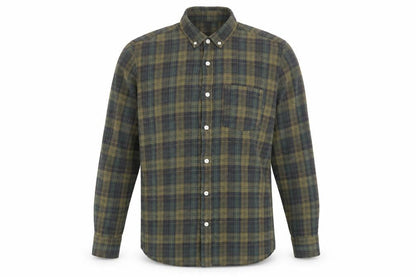 Topman Mens Green Plaid Cotton Button-Up Size S Collared Button - Pocket