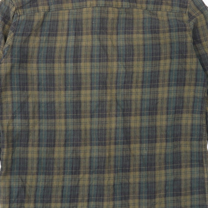 Topman Mens Green Plaid Cotton Button-Up Size S Collared Button - Pocket