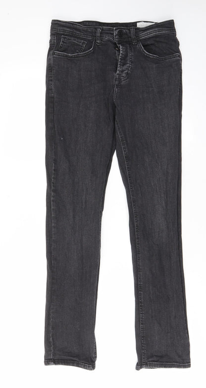 Denim & Co. Mens Grey Cotton Straight Jeans Size 30 in L30 in Regular Button - Pockets, Belt Loops