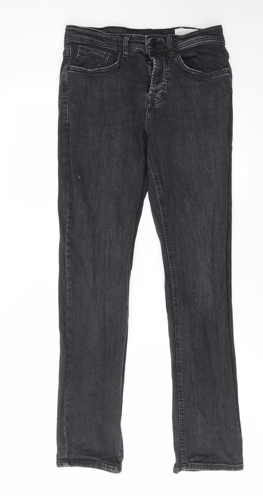 Denim & Co. Mens Grey Cotton Straight Jeans Size 30 in L30 in Regular Button - Pockets, Belt Loops