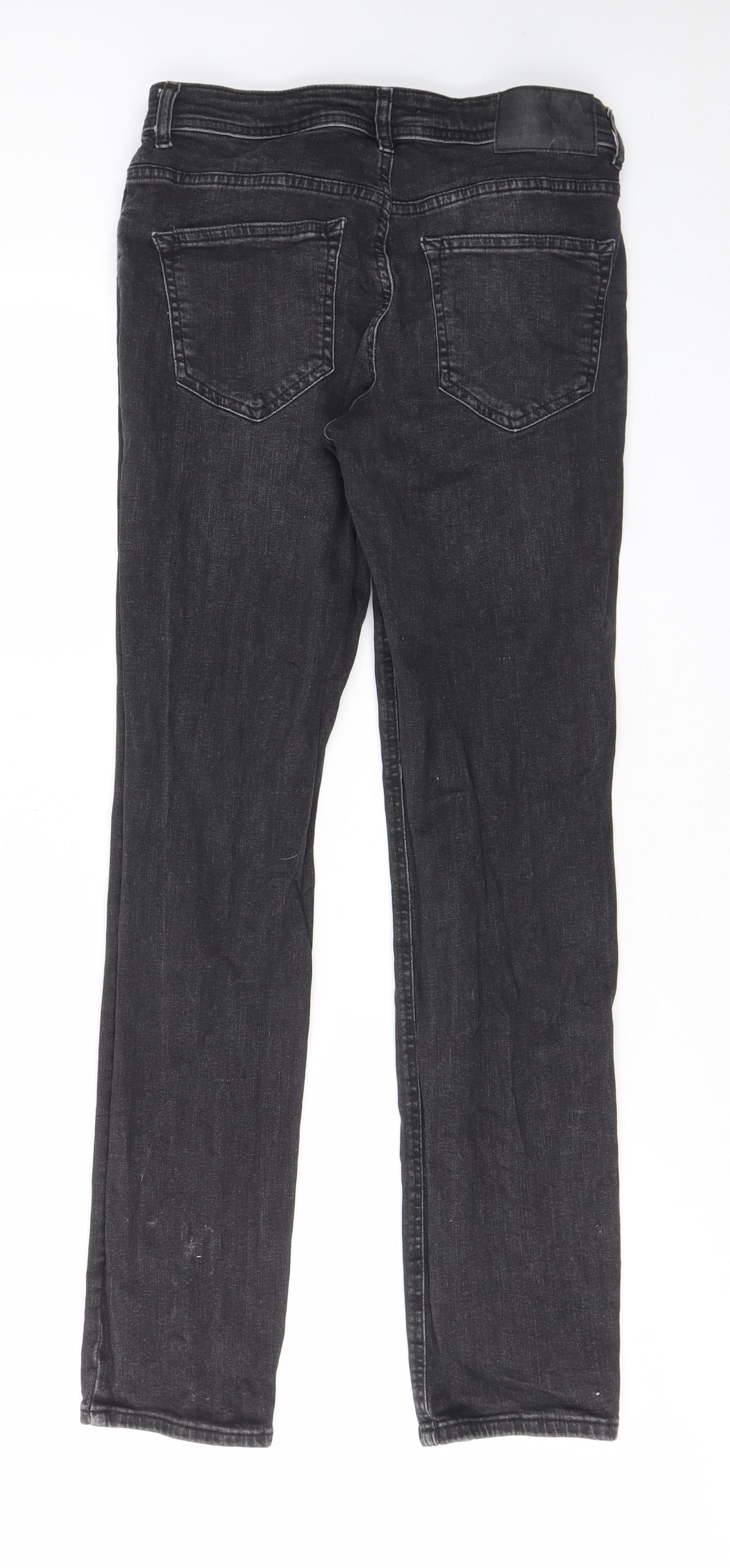 Denim & Co. Mens Grey Cotton Straight Jeans Size 30 in L30 in Regular Button - Pockets, Belt Loops