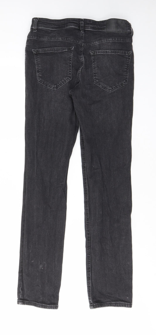 Denim & Co. Mens Grey Cotton Straight Jeans Size 30 in L30 in Regular Button - Pockets, Belt Loops
