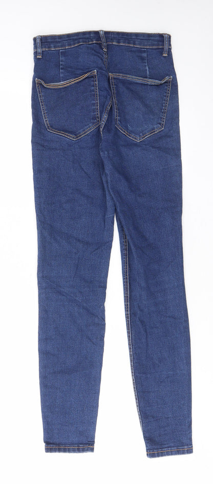 Zara Womens Blue Cotton Skinny Jeans Size 8 L27 in Regular Zip - Pockets, Belt Loops