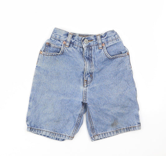 Adams Boys Blue Cotton Bermuda Shorts Size 6 Years L6 in Regular Zip - Pockets, Belt Loops, Elastic waist