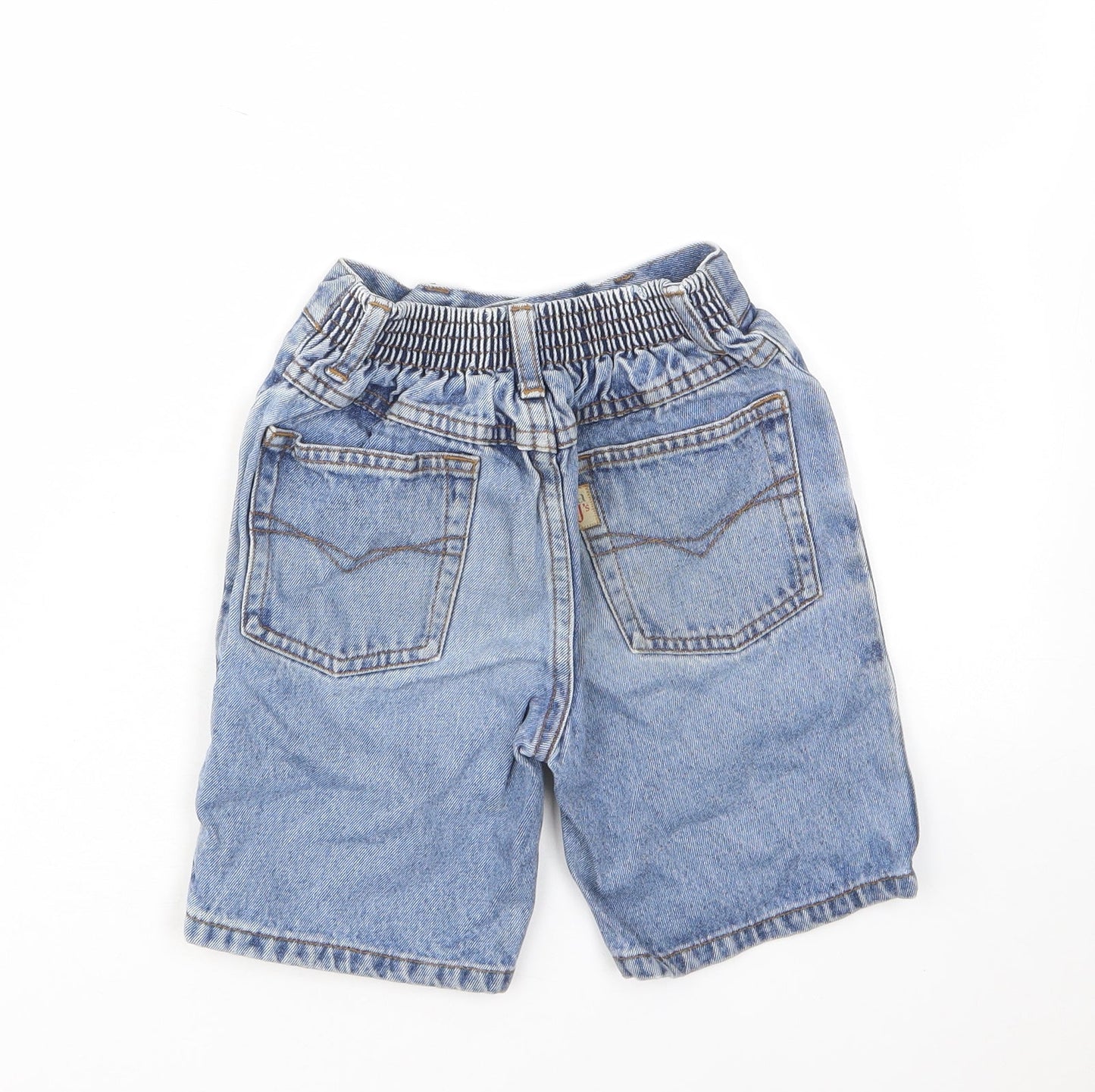 Adams Boys Blue Cotton Bermuda Shorts Size 6 Years L6 in Regular Zip - Pockets, Belt Loops, Elastic waist