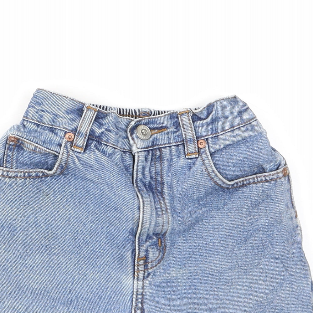 Adams Boys Blue Cotton Bermuda Shorts Size 6 Years L6 in Regular Zip - Pockets, Belt Loops, Elastic waist