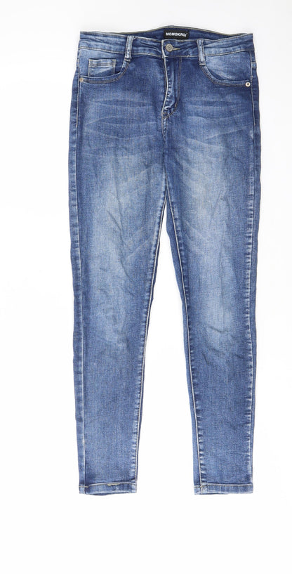 Womens UK Size 8 MOMOKROM Regular Fit Skinny Blue Jeans