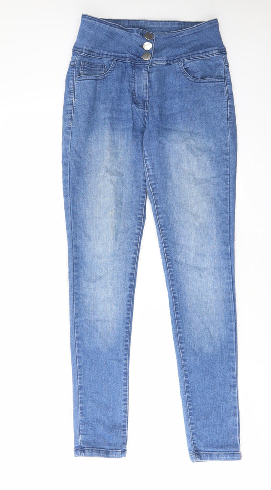 Quiz Womens Blue Cotton Skinny Jeans Size 8 L30 in Regular Zip - Pockets