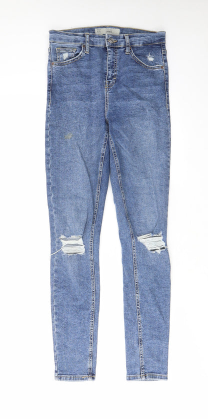 Topshop Womens Blue Cotton Skinny Jeans Size 28 in L32 in Regular Zip - Pockets, Belt Loops