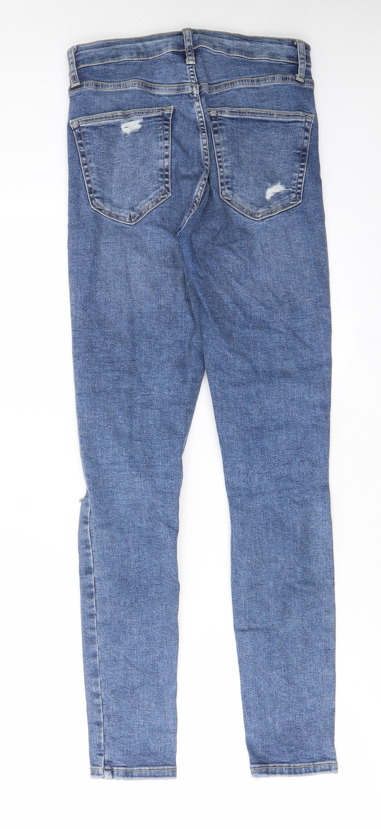 Topshop Womens Blue Cotton Skinny Jeans Size 28 in L32 in Regular Zip - Pockets, Belt Loops