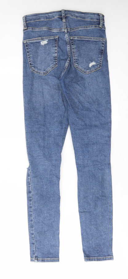 Topshop Womens Blue Cotton Skinny Jeans Size 28 in L32 in Regular Zip - Pockets, Belt Loops