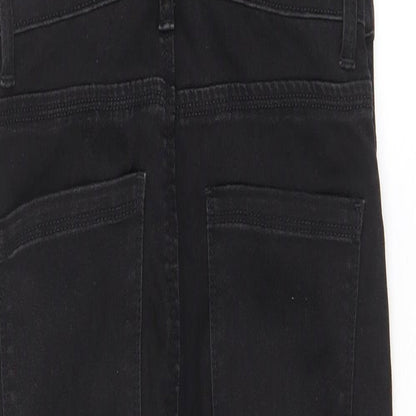Denim & Co. Womens Black Cotton Dungaree One-Piece Size 6 L29 in Button - Pockets, Belt Loops, Buckle