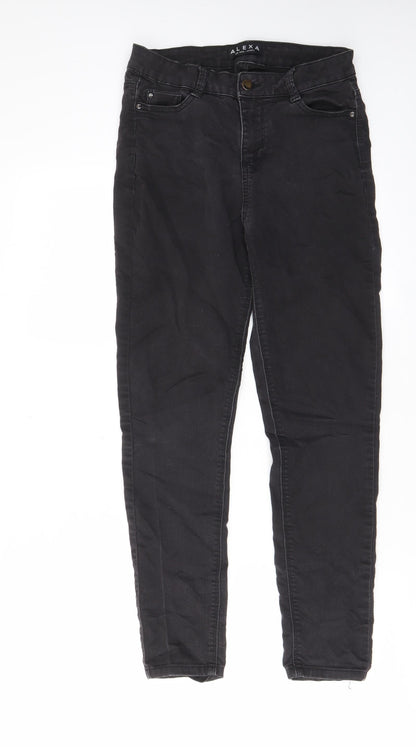 Peacocks Womens Black Cotton Skinny Jeans Size 10 L26 in Regular Zip - Pockets, Belt Loops