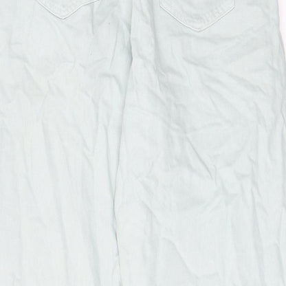 Zara Womens Green Cotton Mom Jeans Size 10 L26 in Regular Zip - Pockets, Belt Loops, Pleated