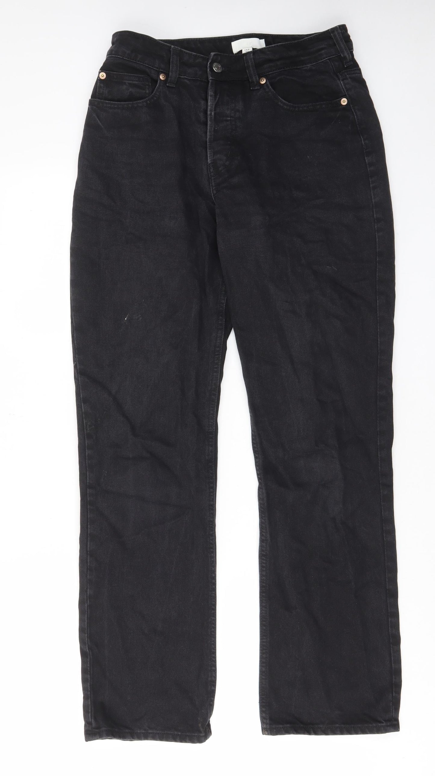 Womens UK Size 10 H&M Regular Fit Straight Black Jeans