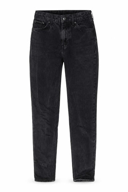 Topshop Womens Black Cotton Straight Jeans Size 26 in L34 in Regular Zip - Pockets, Belt Loops, Animal print pockets