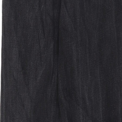 Topshop Womens Black Cotton Straight Jeans Size 26 in L34 in Regular Zip - Pockets, Belt Loops, Animal print pockets